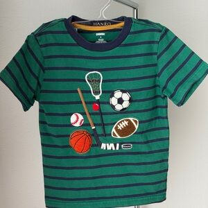 Gymboree Green and Navy Striped Sports Tee